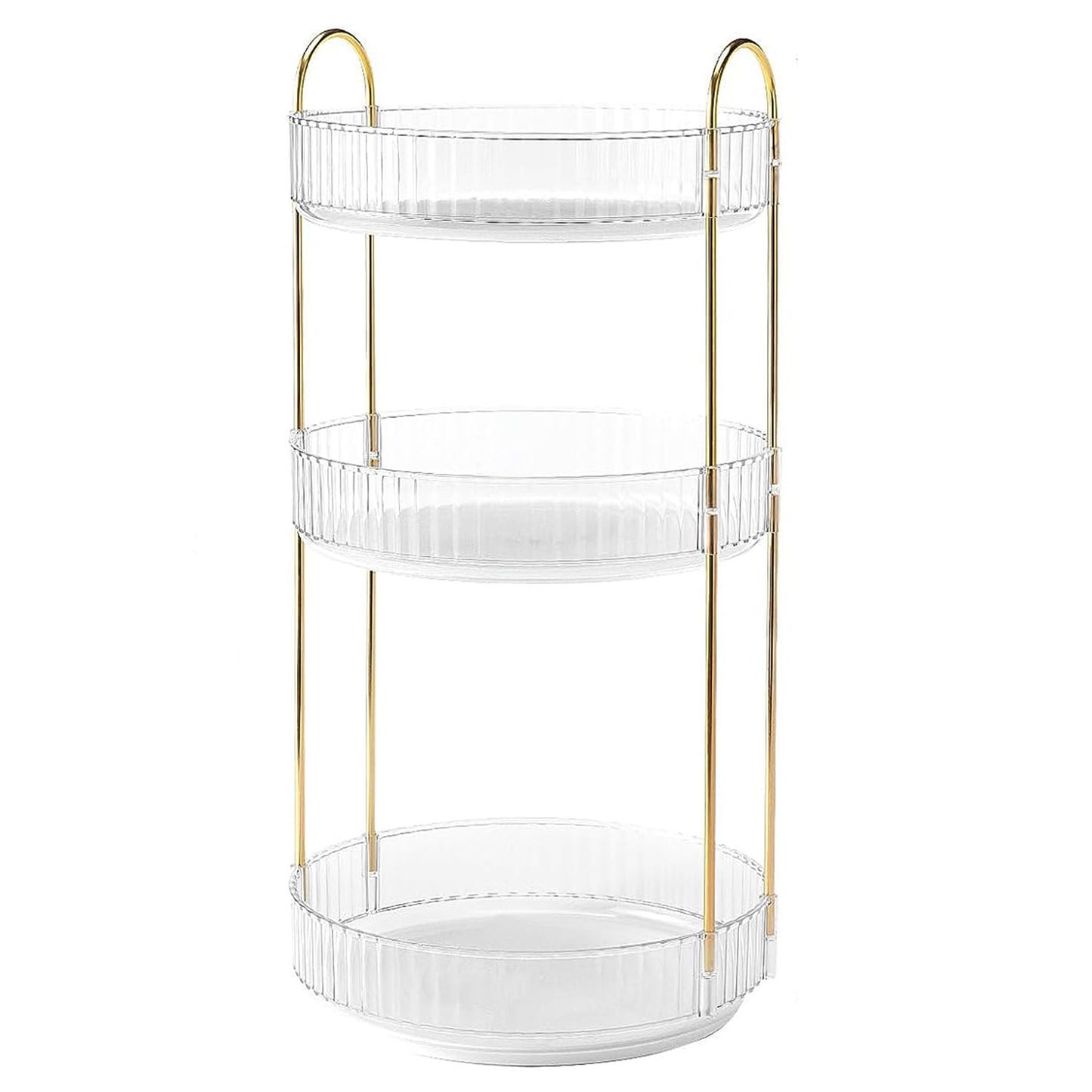 1 Set 3 Tier Rotating Makeup Organizer 360 Degree Spinning Perfume Cosmetic Storage Tray 55LBS Load Countertop Shelves For Lotion Lipstick