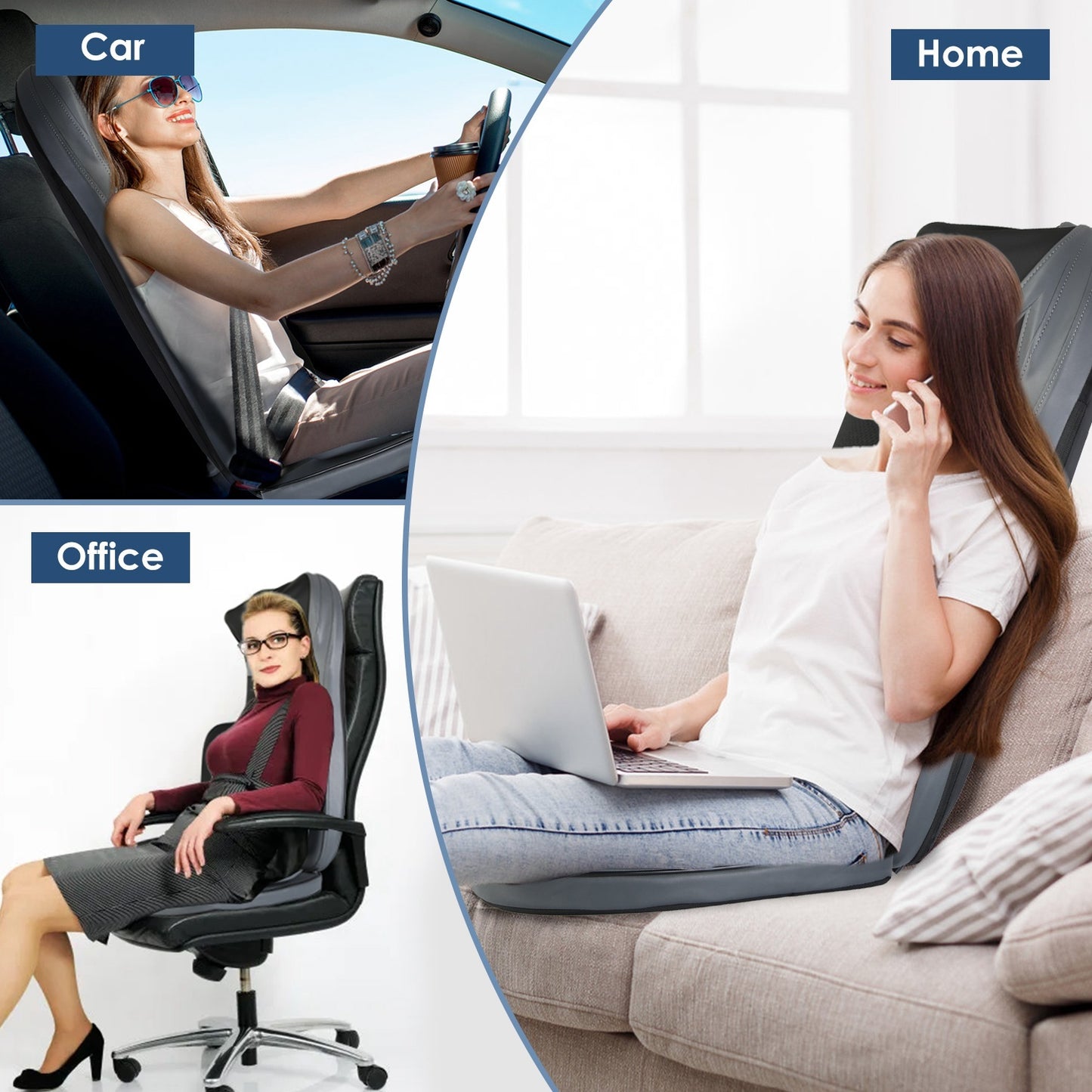 Shiatsu Full Body Massage Chair Pad With Heat 3D Kneading For Home Car Driver Seat