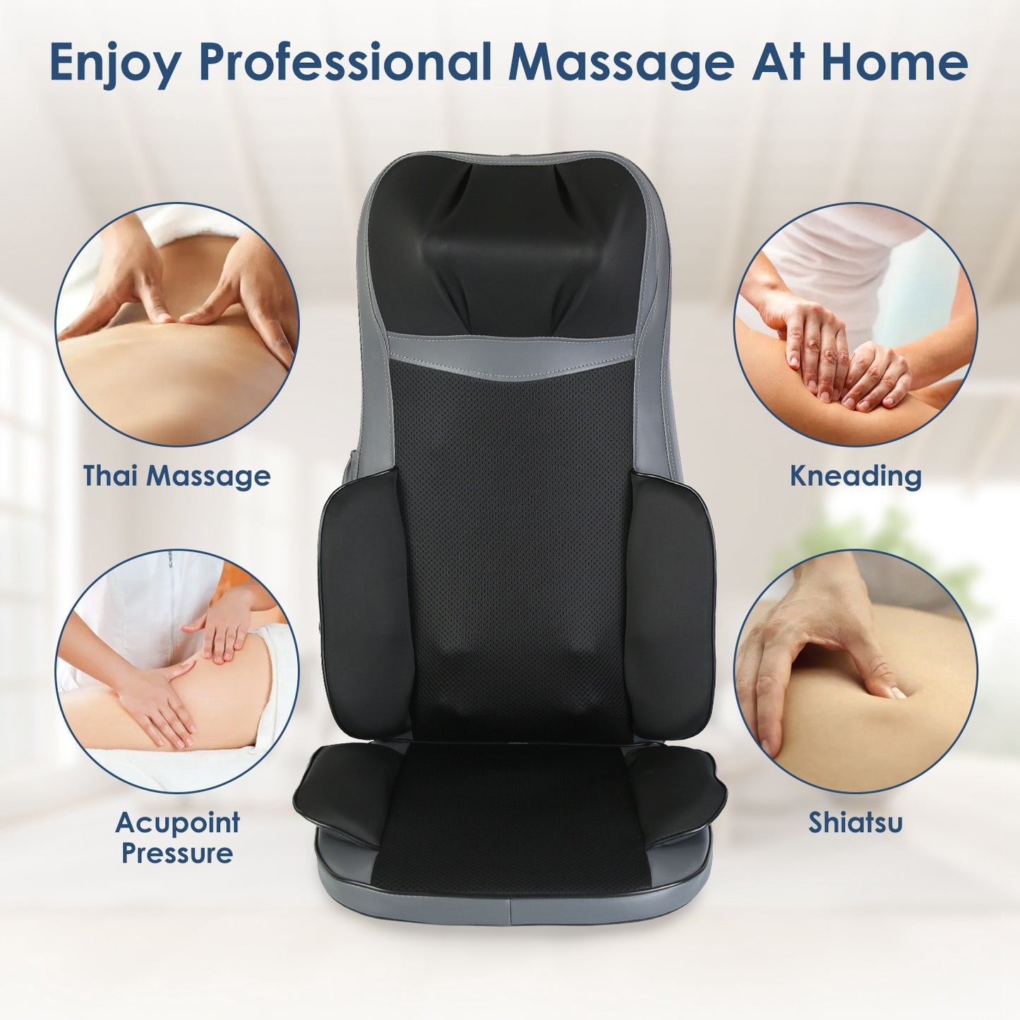 Shiatsu Full Body Massage Chair Pad With Heat 3D Kneading For Home Car Driver Seat