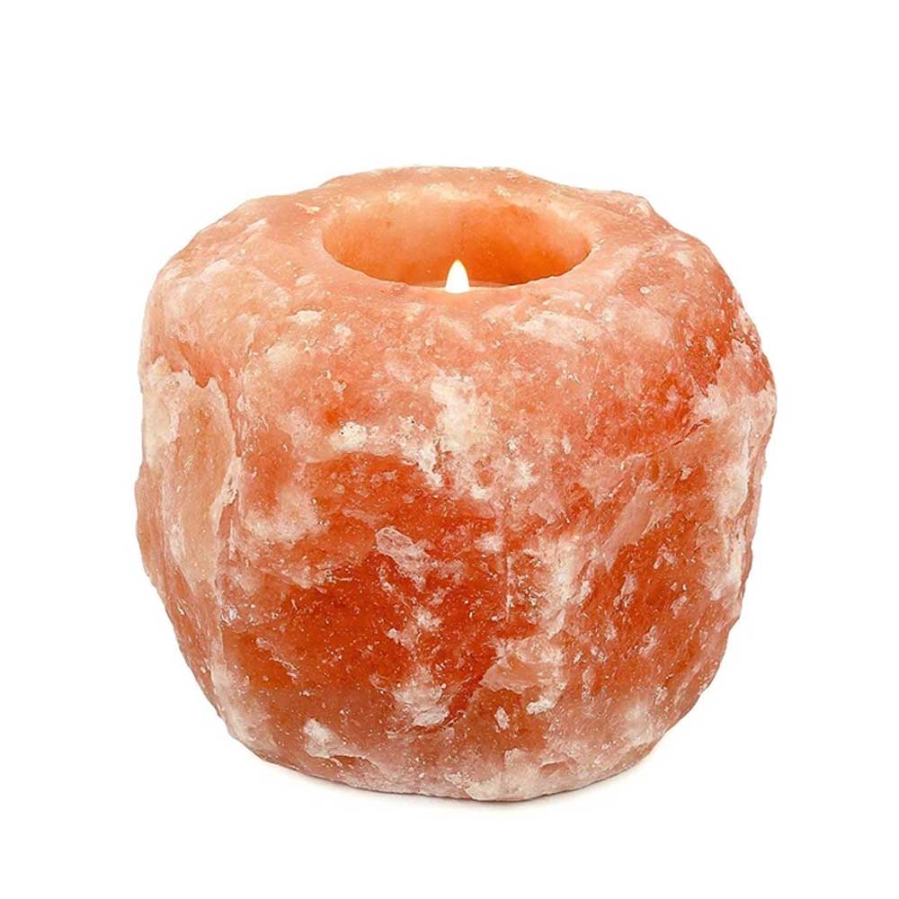Himalayan Pink Salt Tea Light Holder – Salt Candle Holder – Room Décor Item – Great for Creating an Ambiance – Ideal for Home & Spa Uses – Natural Shape