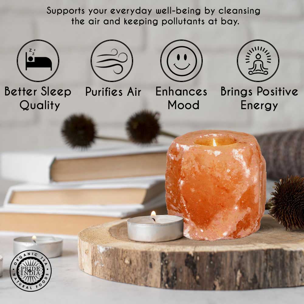 Himalayan Pink Salt Tea Light Holder – Salt Candle Holder – Room Décor Item – Great for Creating an Ambiance – Ideal for Home & Spa Uses – Natural Shape