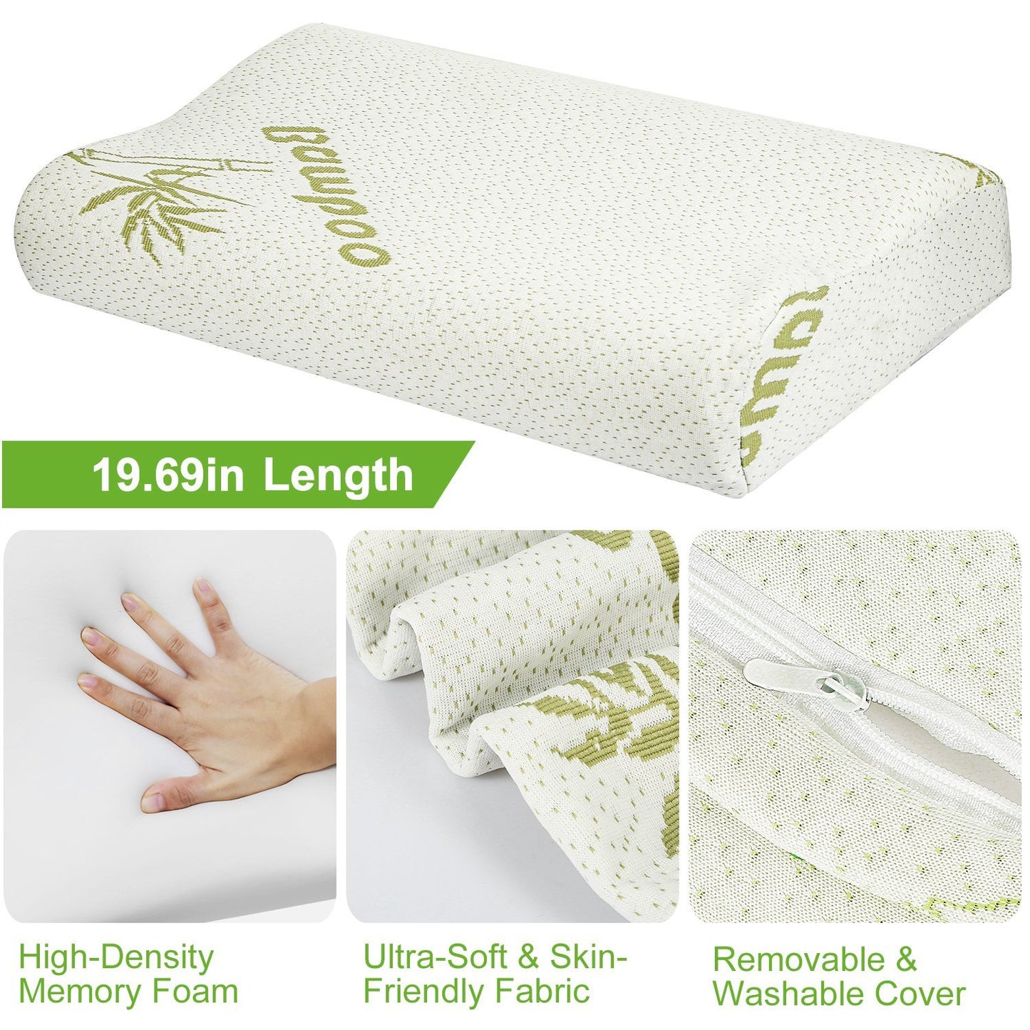 S-L Size Options -- 1Pc Bamboo Memory Foam Sleep Pillow Contoured Cervical Orthopedic Pillow Neck Support Breath Pillow