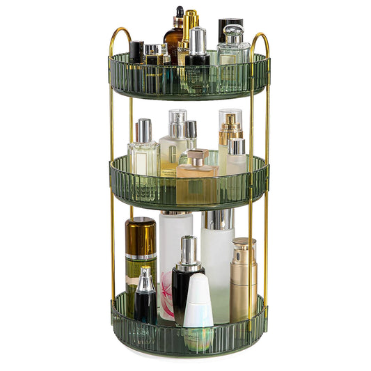 1 Set  3 Tier Rotating Makeup Organizer 360 Degree Spinning Perfume Cosmetic Storage Tray 55LBS Load Countertop Shelves For Lotion Lipstick