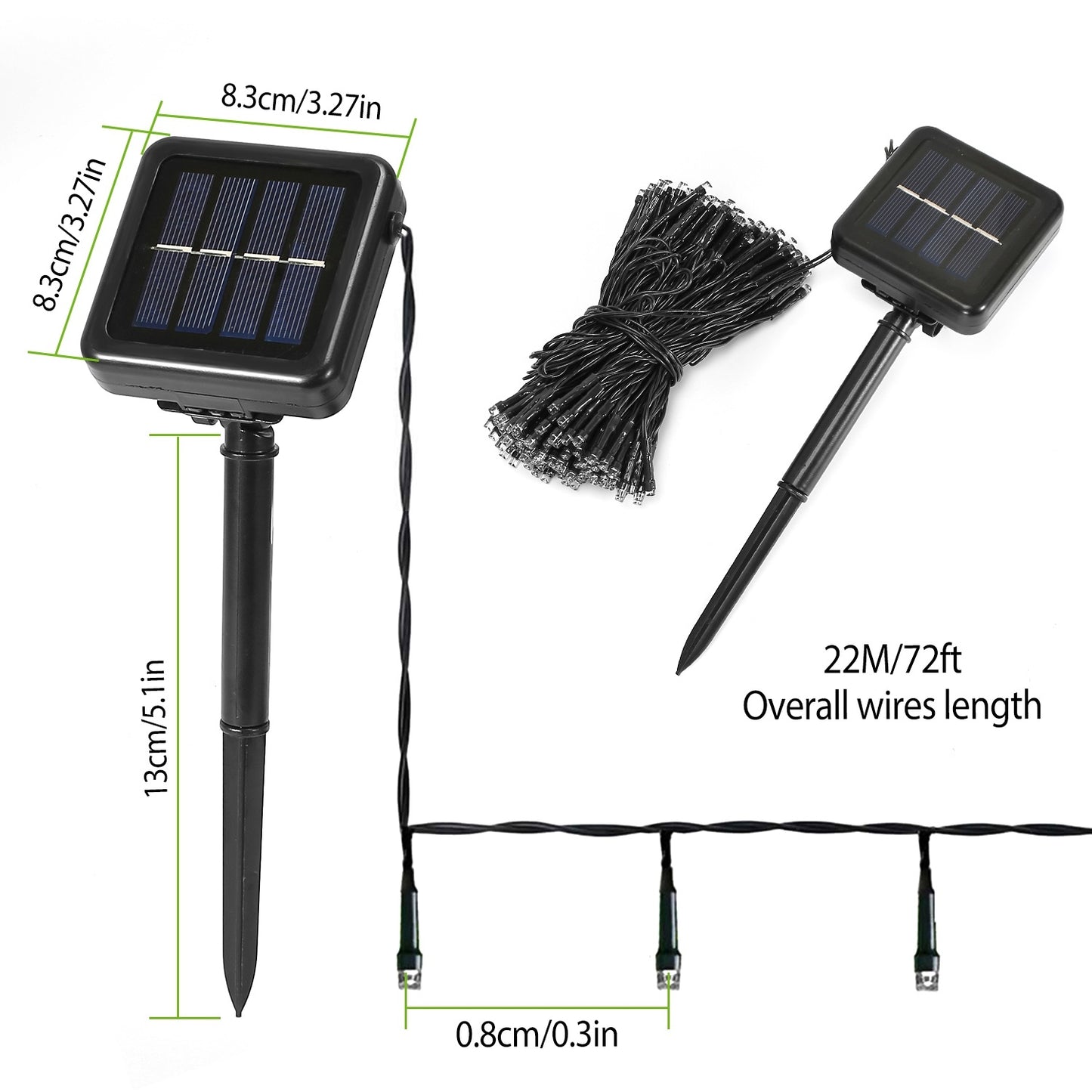 1Pc 200 LED 22M Solar String Lights With 8 Lighting Modes IP44 Waterproof For Christmas Wedding Party Garden Yard Decor