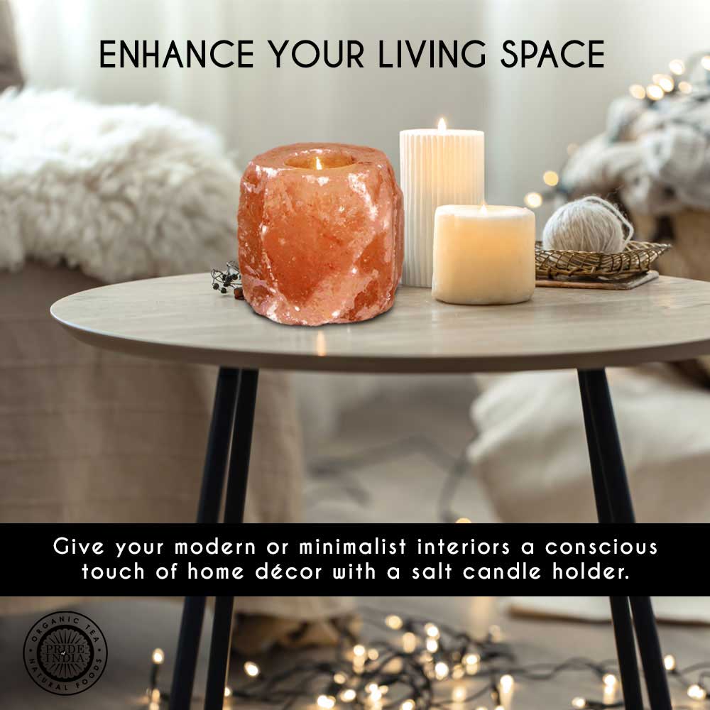 Himalayan Pink Salt Tea Light Holder – Salt Candle Holder – Room Décor Item – Great for Creating an Ambiance – Ideal for Home & Spa Uses – Natural Shape