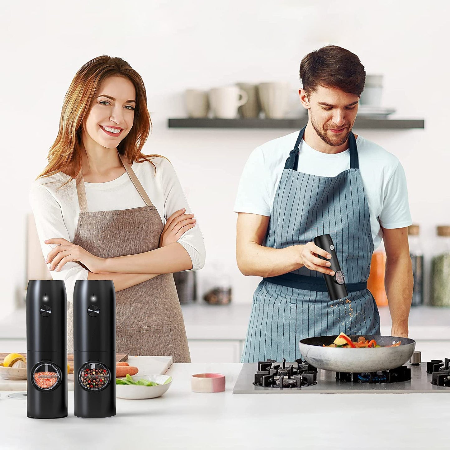 1Pc Electric Salt And Pepper Grinder Rechargeable Charging Base Automatic Salt Mill LED Indicator Adjustable Coarseness One Hand Easy Operation